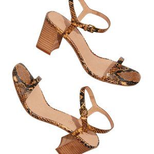 New Madewell Wood Ash Hollie Ankle-Strap Sandal in Snake Embossed Leather
